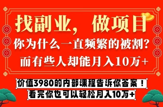 价值3980的网创内部课程，告诉你互联网创业月入10个W的秘密【揭秘】-三月轻创