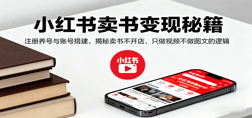小红书卖书变现秘籍，注册养号与账号搭建，揭秘卖书不开店、只做视频不做图文的逻辑-三月轻创