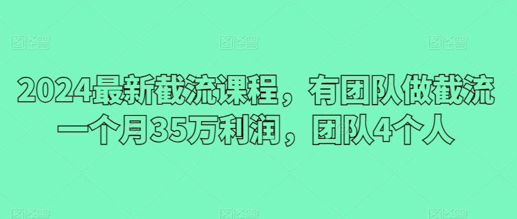 2024最新截流课程，有团队做截流一个月35万利润，团队4个人-三月轻创