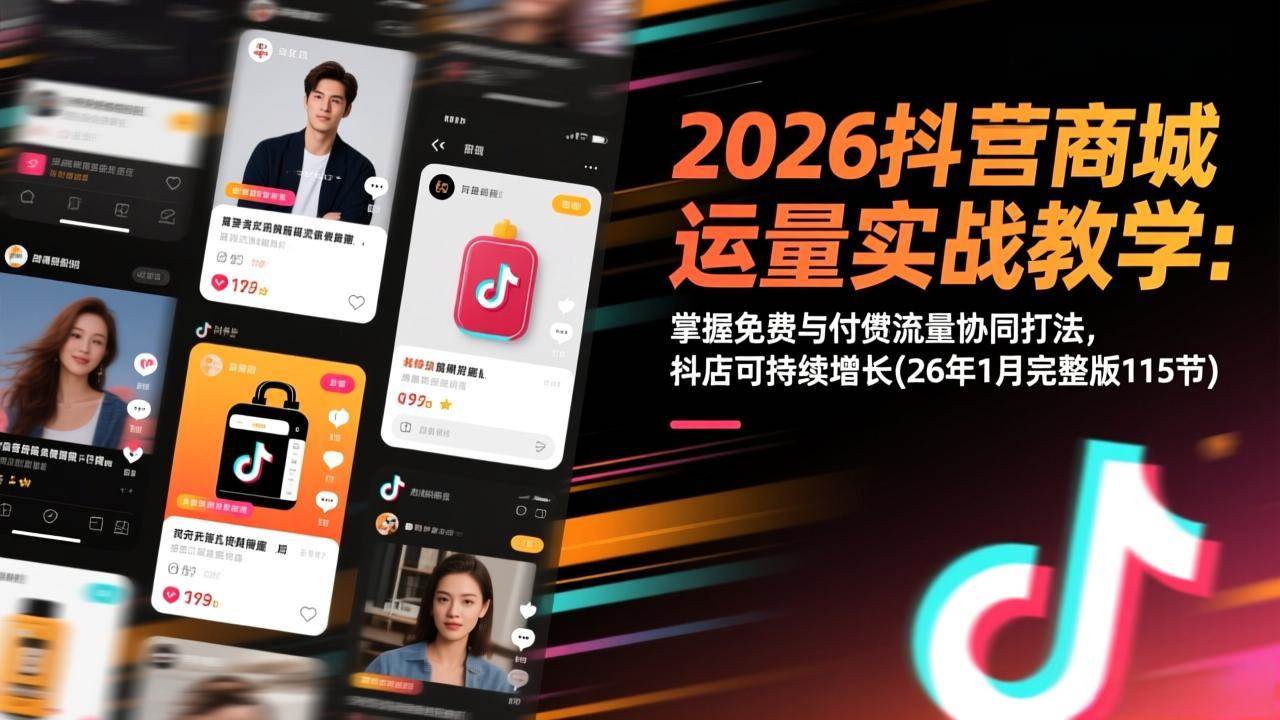 （17165期）2026抖音商城运营实战教学：掌握免费与付费流量协同打法，抖店可持续增长(26年1月完整版115节)-三月轻创