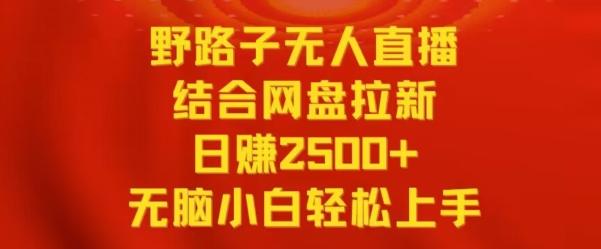 野路子无人直播结合网盘拉新，日赚2500+，小白无脑轻松上手【揭秘】-三月轻创