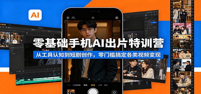 零基础手机AI出片特训营：从工具认知到短剧创作，零门槛搞定各类视频变现-三月轻创