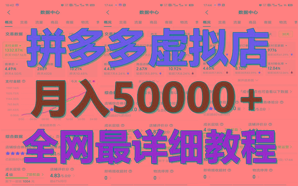 拼多多虚拟电商训练营月入50000+你也行，暴利稳定长久，副业首选-三月轻创