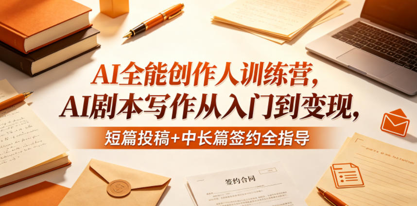 AI全能创作人训练营，AI剧本写作从入门到变现，短篇投稿+中长篇签约全指导-三月轻创