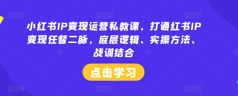 小红书IP变现运营私教课，打通红书IP变现任督二脉，底层逻辑、实操方法、战训结合-三月轻创