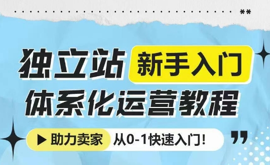 独立站新手入门体系化运营教程，助力独立站卖家从0-1快速入门!-三月轻创