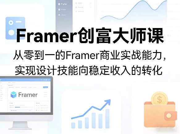 Framer创富大师课，从零到一的Framer商业实战能力，实现设计技能向稳定收入的转化-三月轻创