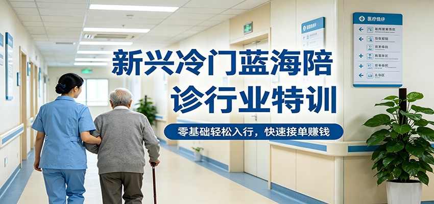 新兴冷门蓝海陪诊行业特训，零基础轻松入行，快速接单赚钱-三月轻创