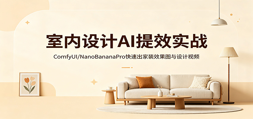 室内设计AI提效实战：ComfyUI/NanoBananaPro快速出家装效果图与设计视频-三月轻创
