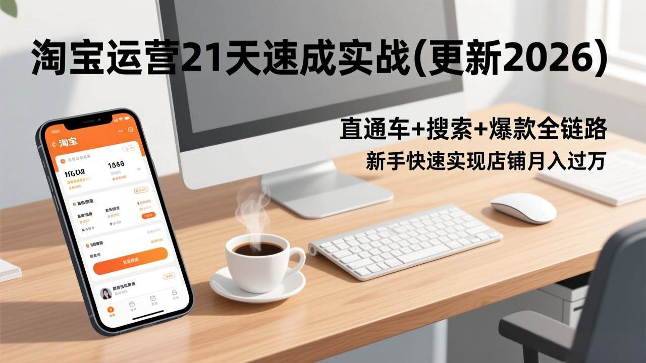 （17201期）淘宝运营21天速成实战(更新2026)，直通车+搜索+爆款全链路，新手快速实现店铺月入过万-三月轻创