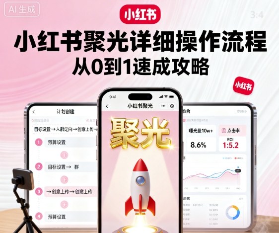 小红书聚光详细操作流程，小红书聚光从0到1速成攻略-三月轻创