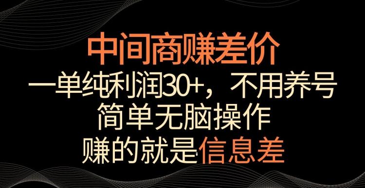 中间商赚差价，一单纯利润30+，简单无脑操作，赚的就是信息差，轻轻松松日入1000+【揭秘】-三月轻创