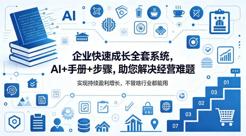 企业快速成长全套系统，AI+手册+步骤，助您解决经营难题，实现持续盈利增长，不管啥行业都能用-三月轻创