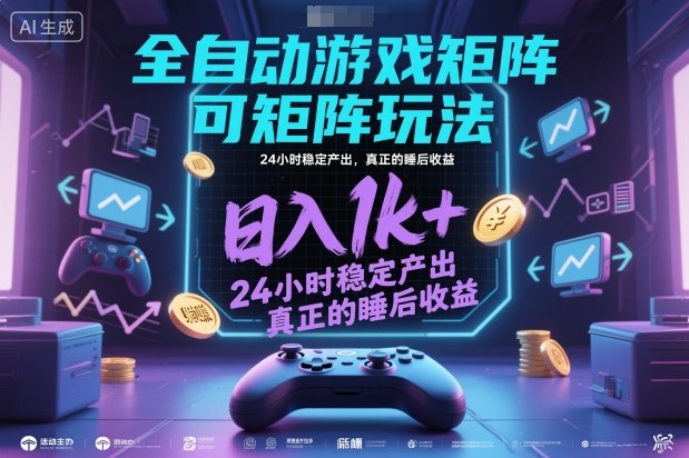 全自动游戏掘金，可矩阵操作，日入1k+，24小时稳定产出，真正的睡后收益【揭秘】-三月轻创