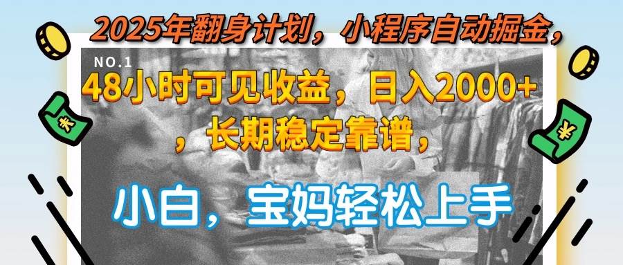 （15082期）2025年翻身计划，小程序自动掘金48小时可见收益，日入2000+，长期稳定…-三月轻创