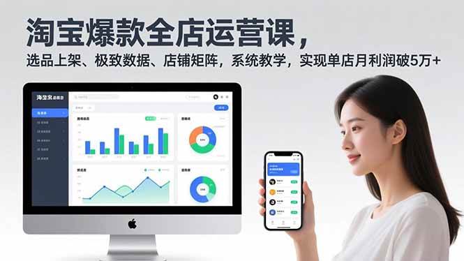 （16928期）淘宝爆款全店运营课2.0，选品上架、极致数据、店铺矩阵，系统教学，实现单店月利润破5万+-三月轻创