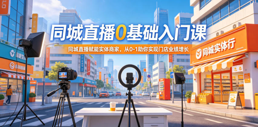同城直播0基础入门课，同城直播赋能实体商家，从0-1助你实现门店业绩增长-三月轻创