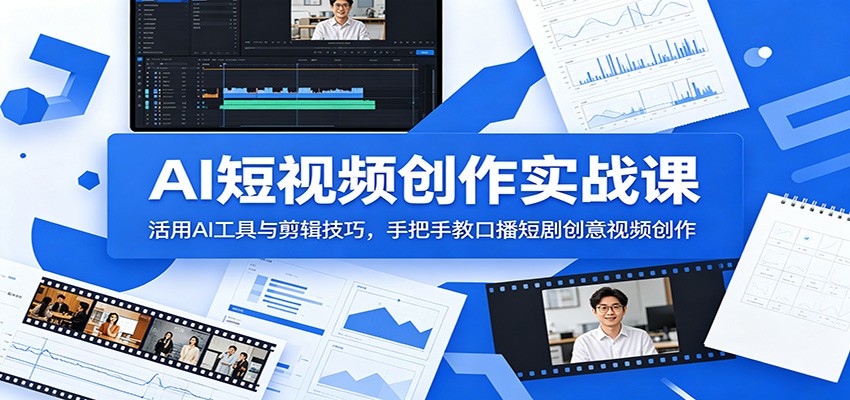 AI短视频创作实战课：活用AI工具与剪辑技巧，手把手教口播短剧创意视频创作-三月轻创
