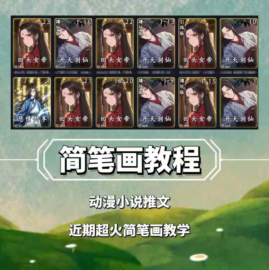 兜兜简笔画教学，小说推文动漫玩法，可做伙伴计划、分成计划、接广告等-三月轻创