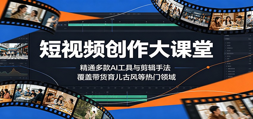 短视频创作大课堂:精通多款AI工具与剪辑手法,覆盖带货、育儿、古风等热门领域-三月轻创