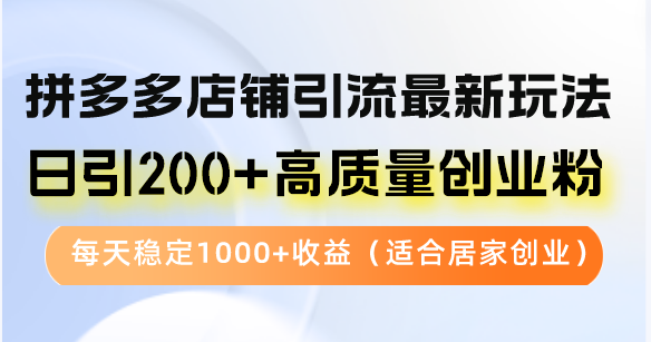 拼多多店铺引流最新玩法，日引200+高质量创业粉，每天稳定1000+收益(…-三月轻创