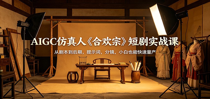 AIGC仿真人《合欢宗》短剧实战课：从剧本到后期，提示词，分镜，小白也能快速量产-三月轻创