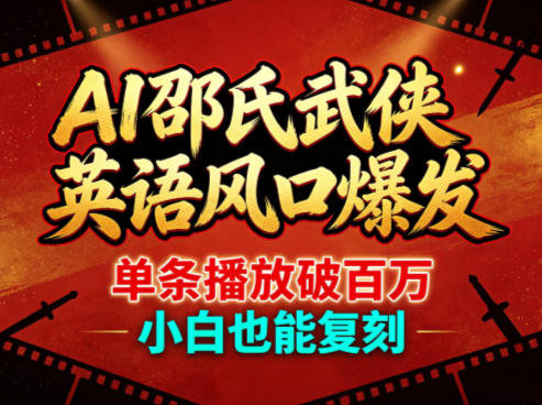 AI邵氏武侠英语风口爆发，单条播放破百万，小白也能复刻-三月轻创