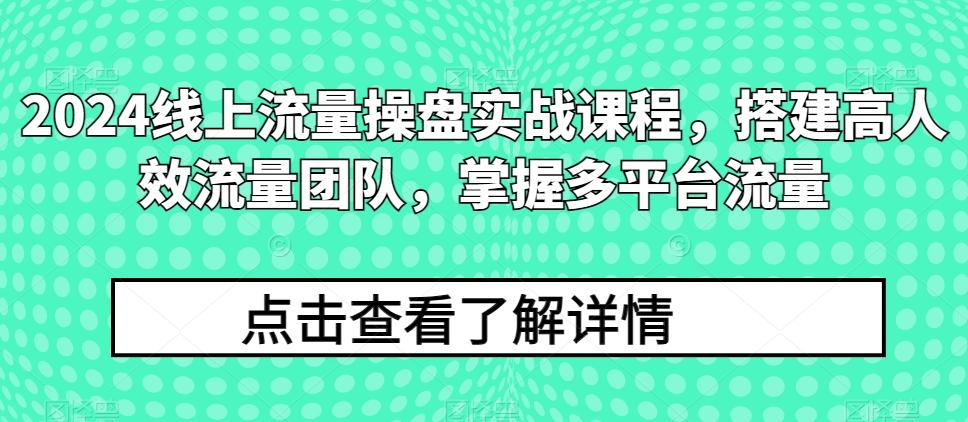 2024线上流量操盘实战课程，搭建高人效流量团队，掌握多平台流量-三月轻创