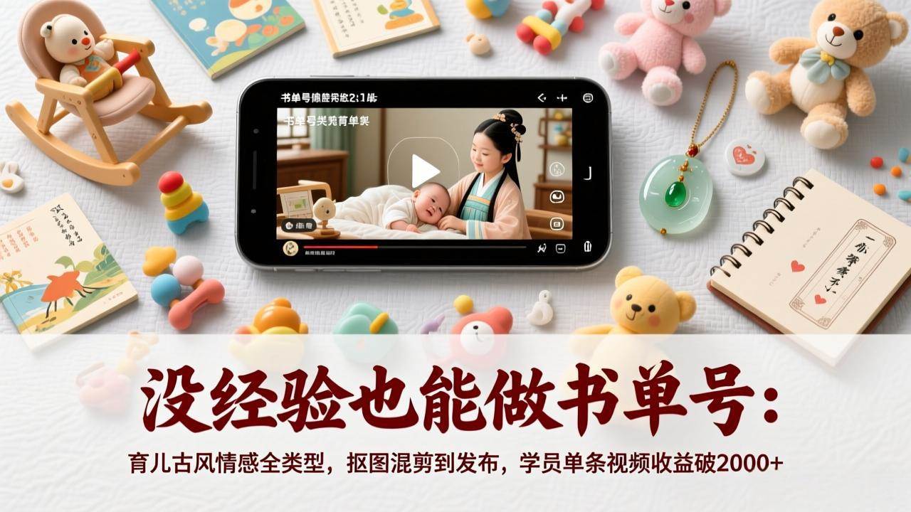 (17389期)没经验也能做书单号:育儿古风情感全类型,抠图混剪到发布,学员单条视频收益破2000+-三月轻创