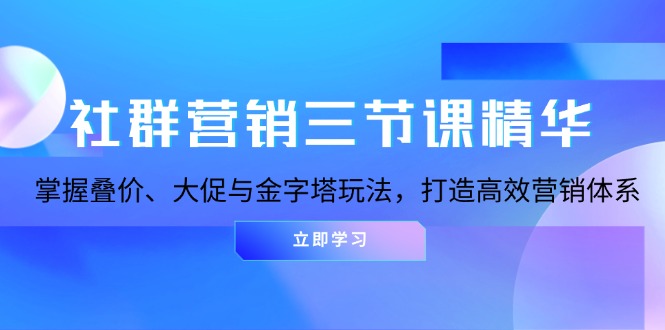 社群营销三节课精华：掌握叠价、大促与金字塔玩法，打造高效营销体系-三月轻创
