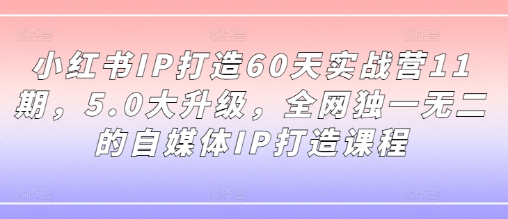 小红书IP打造60天实战营11期，5.0大升级，全网独一无二的自媒体IP打造课程-三月轻创