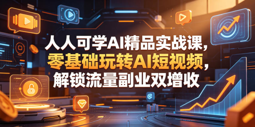 人人可学AI精品实战课,零基础玩转AI短视频,解锁流量副业双增收-三月轻创