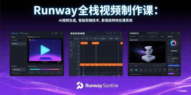 （15515期）Runway全栈视频制作课：AI视频生成，智能剪辑技术，影视级特效处理系统-三月轻创