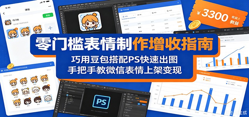 零门槛表情制作增收指南:巧用豆包搭配 PS 快速出图,手把手教微信表情上架变现-三月轻创