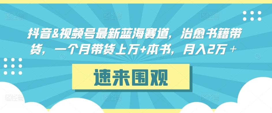 抖音&视频号最新蓝海赛道，治愈书籍带货，一个月带货上万+本书，月入2万＋【揭秘】-三月轻创