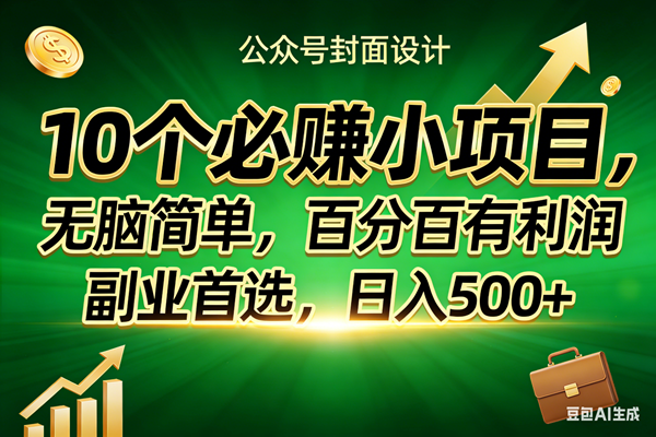 （17694期）10个必赚小项目，无脑简单，百分百有利润，副业首选，日入400+-三月轻创