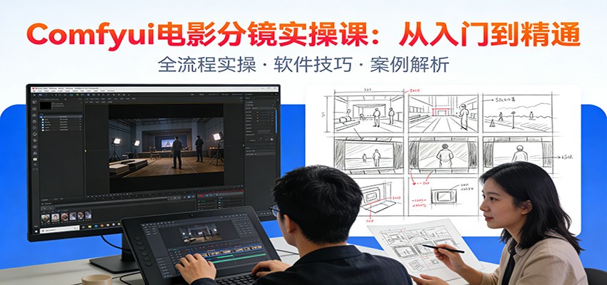 ComfyUI电影分镜实操课：分镜一致性，全流程AI视频制作，零基础也能做专业分镜-三月轻创