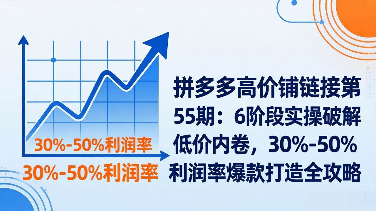 （17698期）拼多多高价铺链接第55期：6阶段实操破解低价内卷，30%-50%利润率爆款打造全攻略-三月轻创