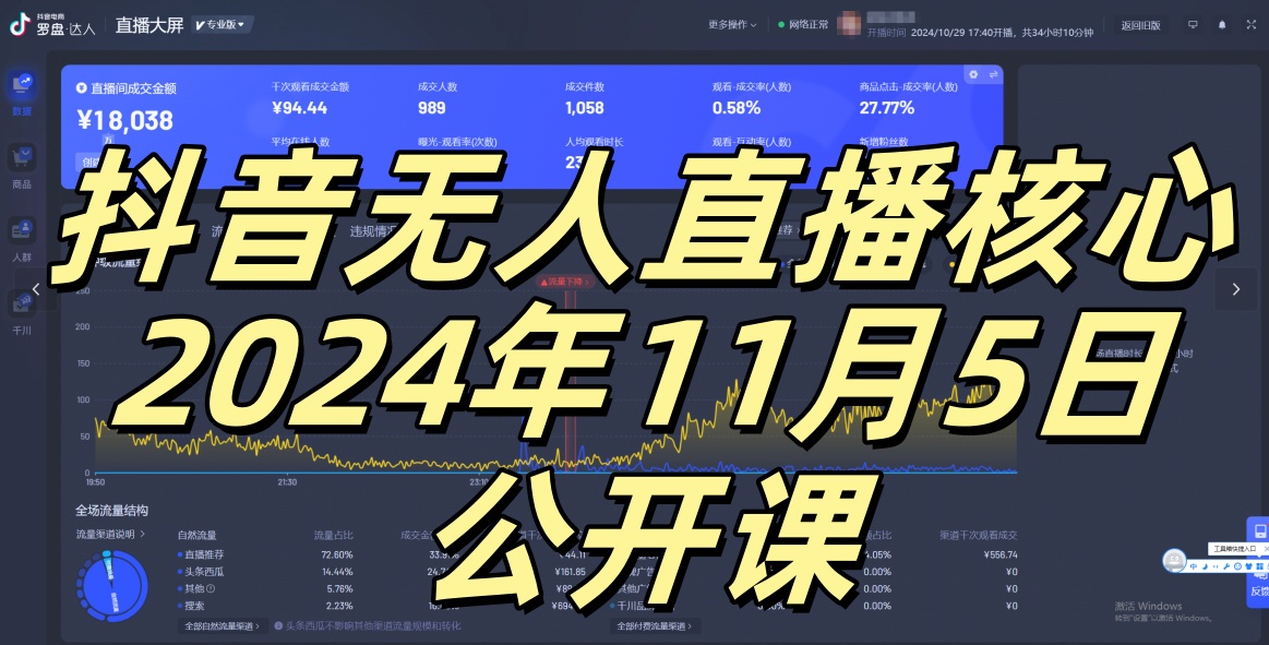 抖音无人直播核心公开课，咸鱼翻身小白可做带有睡后收入月入过万太简单【揭秘】-三月轻创