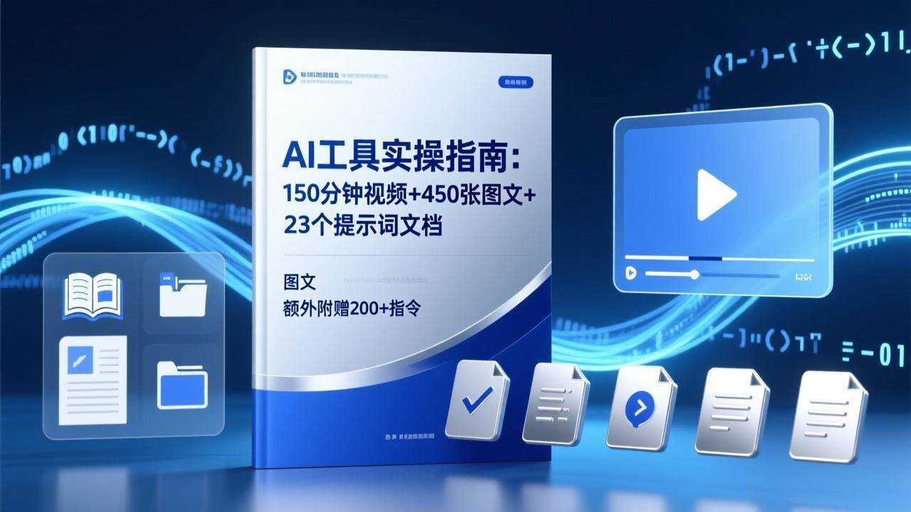 (17504期)AI工具实操指南:150分钟视频+450张图文+23个提示词文档,额外附赠200+指令-三月轻创