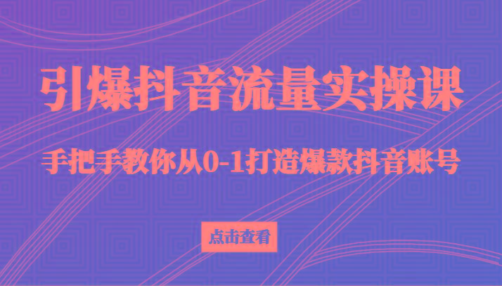 引爆抖音流量实操课，手把手教你从0-1打造爆款抖音账号(27节课)-三月轻创