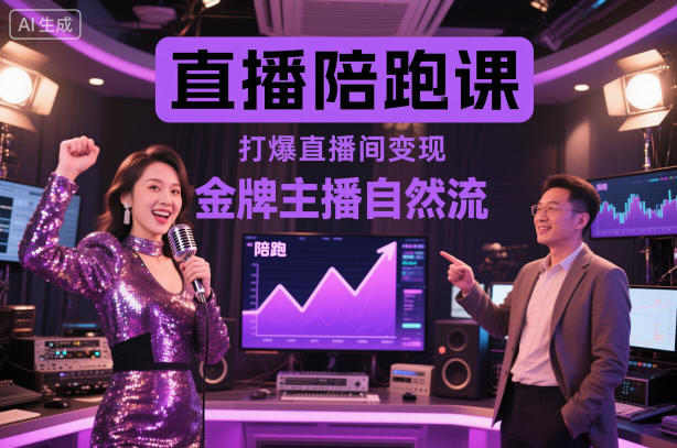 直播陪跑课，金牌主播自然流打爆直播间，复制高变现玩法-三月轻创