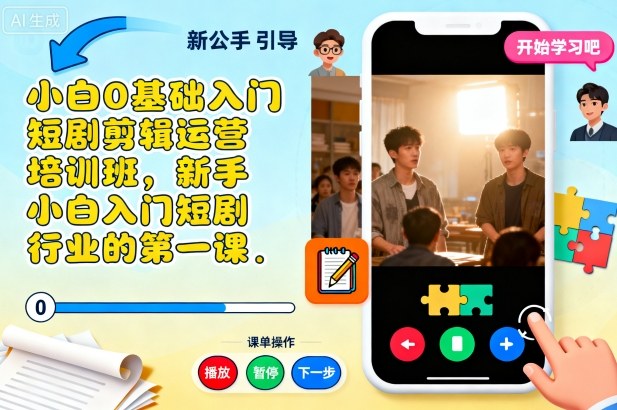 小白0基础入门短剧剪辑运营培训班，新手小白入门短剧行业的第一课-三月轻创