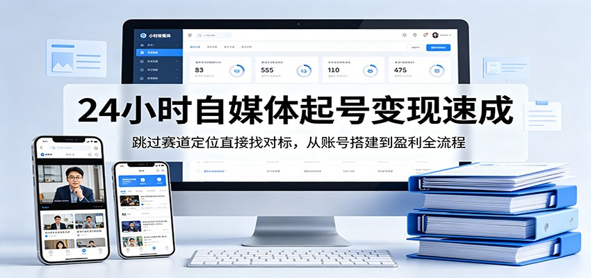 24小时自媒体起号变现速成，跳过赛道定位直接找对标，从账号搭建到盈利全流程-三月轻创