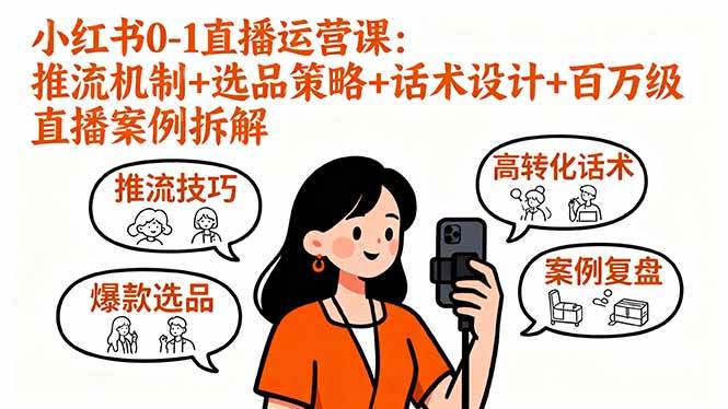 （16002期）小红书0-1直播运营课：推流机制+选品策略+话术设计+百万级直播案例拆解-三月轻创