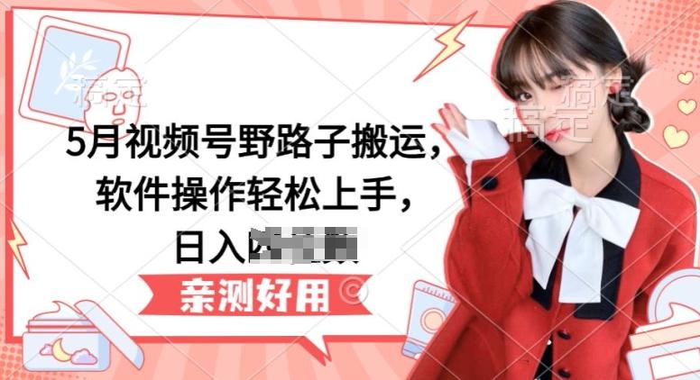 5月视频号野路子搬运，软件操作轻松上手，日入三位数【揭秘】-三月轻创