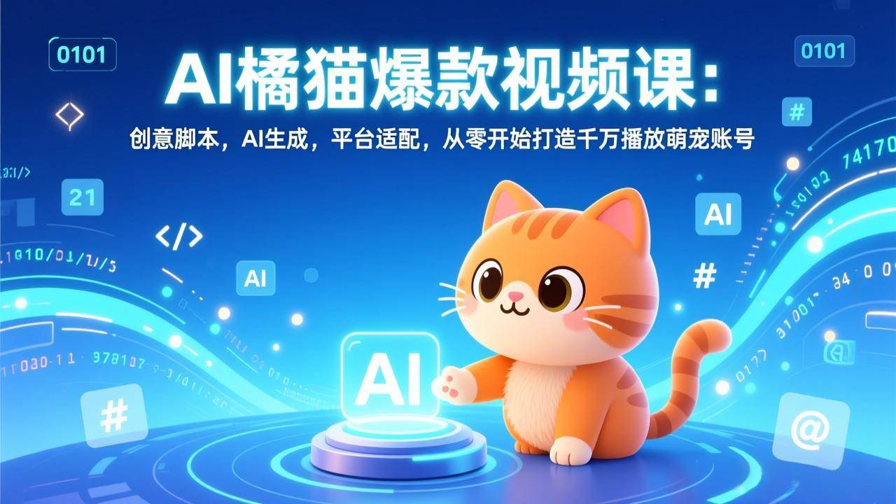 （17091期）AI橘猫爆款视频课：创意脚本，AI生成，平台适配，从零开始打造千万播放萌宠账号-三月轻创