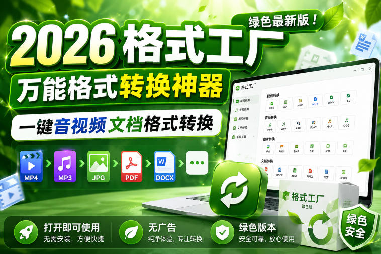 2026格式工厂绿色最新版!万能格式转换神器,一键音视频文档格式转换,打开即可使用,无广告绿色版本-三月轻创