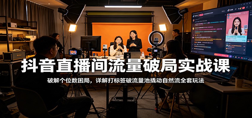 抖音直播间流量破局实战课：破解个位数困局，详解打标签破流量池撬动自然流全套玩法-三月轻创