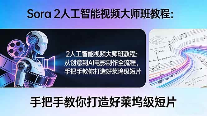 (17688期)Sora 2人工智能视频大师班教程:从创意到AI电影制作全流程,手把手教你打造好莱坞级短片-三月轻创